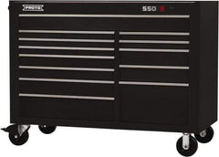 Proto - 28,291 Lb Capacity, 13 Drawer Mobile Workstation - 57" Wide x 25-1/4" Deep x 43" High, Steel, Black - Apex Tool & Supply