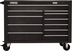 Proto - 26,541 Lb Capacity, 11 Drawer Mobile Workstation - 57" Wide x 25-1/4" Deep x 43" High, Steel, Dual Black - Apex Tool & Supply