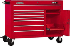 Proto - 18,920 Lb Capacity, 8 Drawer Mobile Workstation - 50" Wide x 25-1/4" Deep x 41" High, Steel, Red - Apex Tool & Supply