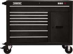 Proto - 18,920 Lb Capacity, 8 Drawer Mobile Workstation - 50" Wide x 25-1/4" Deep x 41" High, Steel, Dual Black - Apex Tool & Supply