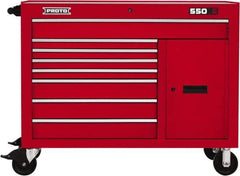 Proto - 18,920 Lb Capacity, 8 Drawer Mobile Workstation - 50" Wide x 25-1/4" Deep x 41" High, Steel, Red - Apex Tool & Supply