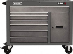 Proto - 18,109 Lb Capacity, 7 Drawer Mobile Workstation - 50" Wide x 25-1/4" Deep x 41" High, Steel, Dual Gray - Apex Tool & Supply
