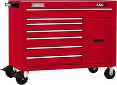 Proto - 18,109 Lb Capacity, 7 Drawer Mobile Workstation - 50" Wide x 25-1/4" Deep x 41" High, Steel, Red - Apex Tool & Supply