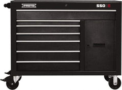 Proto - 18,109 Lb Capacity, 7 Drawer Mobile Workstation - 50" Wide x 25-1/4" Deep x 41" High, Steel, Dual Black - Apex Tool & Supply