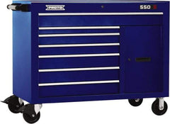 Proto - 18,109 Lb Capacity, 7 Drawer Mobile Workstation - 50" Wide x 25-1/4" Deep x 41" High, Steel, Blue - Apex Tool & Supply