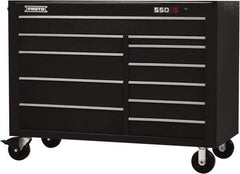 Proto - 26,541 Lb Capacity, 11 Drawer Mobile Workstation - 57" Wide x 25-1/4" Deep x 43" High, Steel, Black - Apex Tool & Supply
