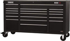 Proto - 30,144 Lb Capacity, 18 Drawer Mobile Power Workstation - 67" Wide x 25-1/4" Deep x 41" High, Steel, Black - Apex Tool & Supply