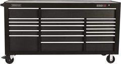 Proto - 39,577 Lb Capacity, 20 Drawer Mobile Workstation - 78-7/8" Wide x 25-1/4" Deep x 43-1/4" High, Steel, Dual Black - Apex Tool & Supply