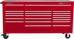 Proto - 39,577 Lb Capacity, 20 Drawer Mobile Workstation - 78-7/8" Wide x 25-1/4" Deep x 43-1/4" High, Steel, Red - Apex Tool & Supply