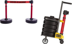 Banner Stakes - 42-5/16" High Plastic Pedestrian Barrier - 15' Long Rope - Apex Tool & Supply