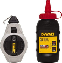 DeWALT - 100' Long Reel & Chalk Set - Silver & Black, Includes 4 oz Red Chalk - Apex Tool & Supply