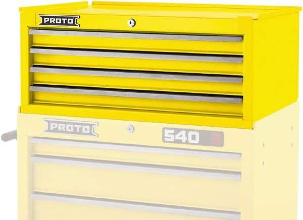 Proto - 4 Drawer Intermediate Tool Chest - 26-1/4" Wide x 18" Deep x 10" High, Steel, Yellow - Apex Tool & Supply