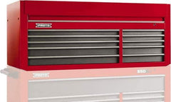 Proto - 10 Drawer Top Tool Chest - 66" Wide x 27" Deep x 27" High, Steel, Safety Red/Gray - Apex Tool & Supply