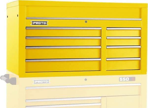 Proto - 10 Drawer Top Tool Chest - 50" Wide x 25-1/4" Deep x 27" High, Steel, Black - Apex Tool & Supply