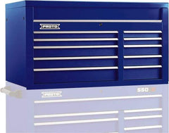 Proto - 10 Drawer Top Tool Chest - 50" Wide x 25-1/4" Deep x 27" High, Steel, Blue - Apex Tool & Supply