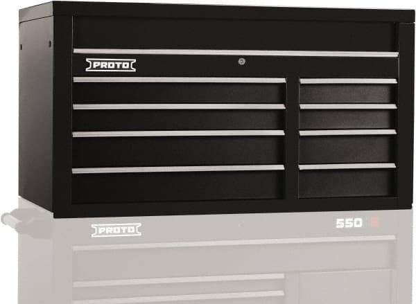 Proto - 8 Drawer Top Tool Chest - 50" Wide x 25-1/4" Deep x 27" High, Steel, Black - Apex Tool & Supply