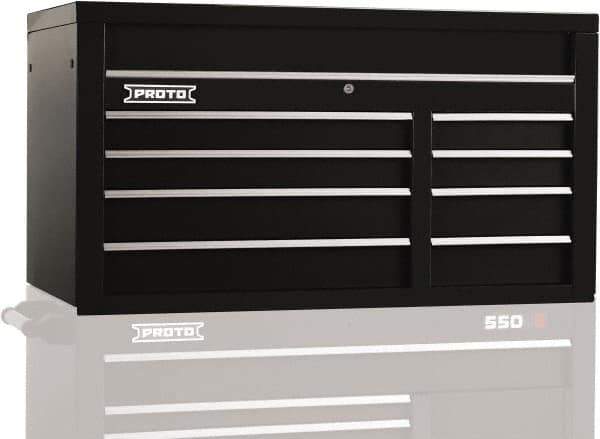 Proto - 8 Drawer Top Tool Chest - 50" Wide x 25-1/4" Deep x 27" High, Steel, Black - Apex Tool & Supply