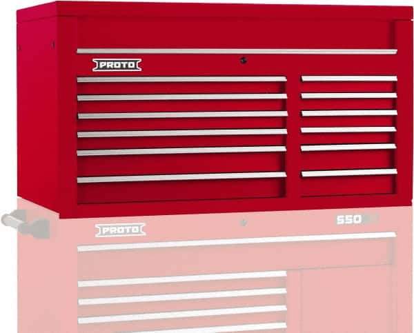 Proto - 12 Drawer Top Tool Chest - 50" Wide x 25-1/4" Deep x 27" High, Steel, Red - Apex Tool & Supply
