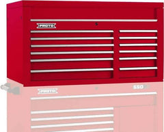 Proto - 12 Drawer Top Tool Chest - 50" Wide x 25-1/4" Deep x 27" High, Steel, Red - Apex Tool & Supply