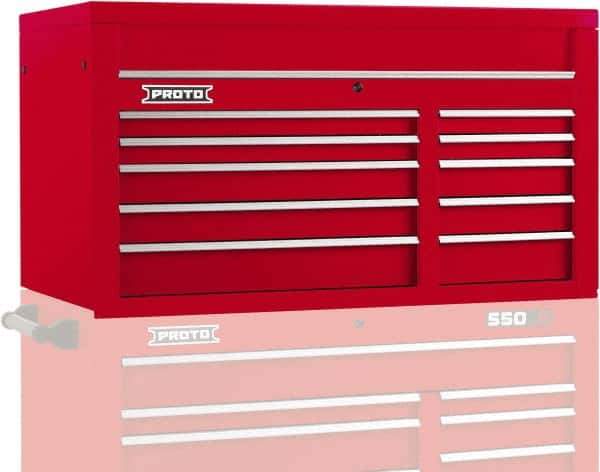 Proto - 10 Drawer Top Tool Chest - 50" Wide x 25-1/4" Deep x 27" High, Steel, Red - Apex Tool & Supply