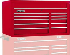 Proto - 10 Drawer Top Tool Chest - 50" Wide x 25-1/4" Deep x 27" High, Steel, Red - Apex Tool & Supply