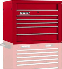 Proto - 5 Drawer Top Tool Chest - 34" Wide x 25-1/4" Deep x 27" High, Steel, Red - Apex Tool & Supply