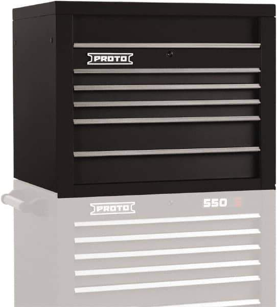 Proto - 5 Drawer Top Tool Chest - 34" Wide x 25-1/4" Deep x 27" High, Steel, Black - Apex Tool & Supply