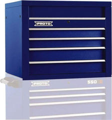 Proto - 4 Drawer Top Tool Chest - 34" Wide x 25-1/4" Deep x 27" High, Steel, Blue - Apex Tool & Supply