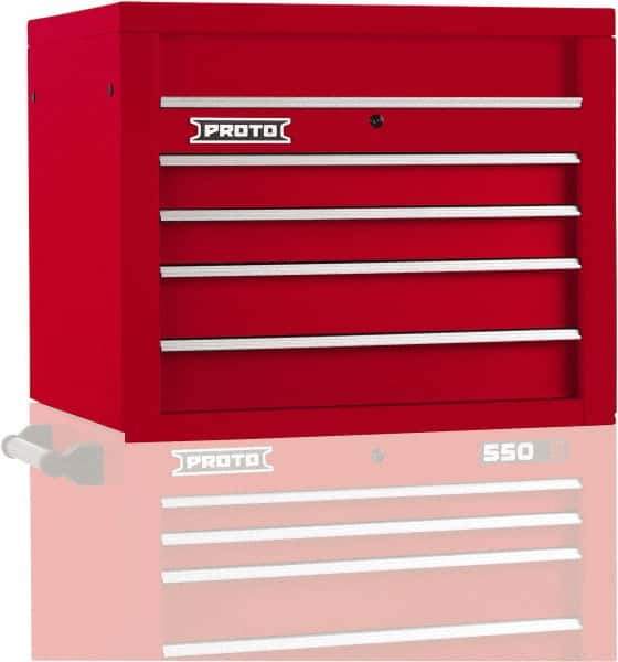 Proto - 4 Drawer Top Tool Chest - 34" Wide x 25-1/4" Deep x 27" High, Steel, Red - Apex Tool & Supply