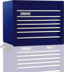Proto - 6 Drawer Top Tool Chest - 34" Wide x 25-1/4" Deep x 27" High, Steel, Blue - Apex Tool & Supply