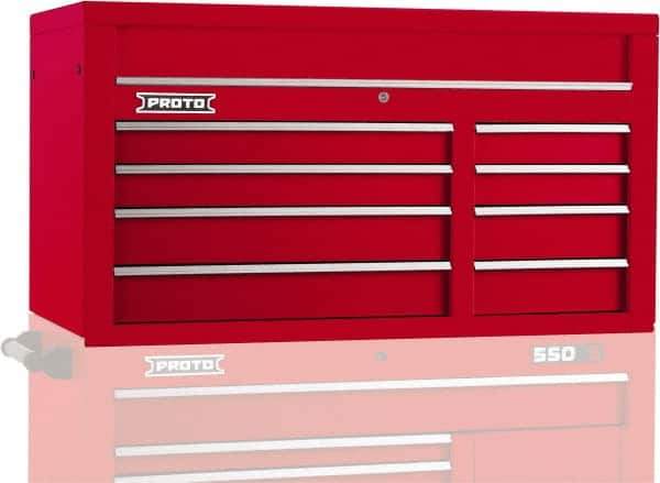 Proto - 8 Drawer Top Tool Chest - 50" Wide x 25-1/4" Deep x 27" High, Steel, Red - Apex Tool & Supply