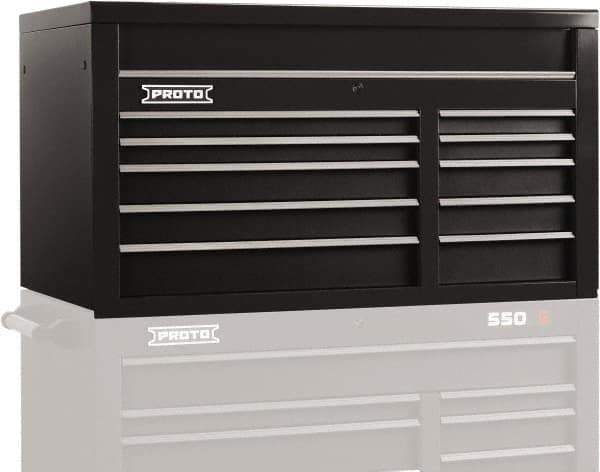 Proto - 10 Drawer Top Tool Chest - 50" Wide x 25-1/4" Deep x 27" High, Steel, Black - Apex Tool & Supply