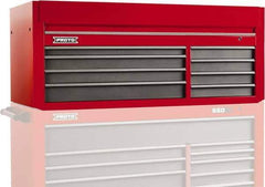 Proto - 8 Drawer Top Tool Chest - 66" Wide x 27" Deep x 27" High, Steel, Safety Red/Gray - Apex Tool & Supply