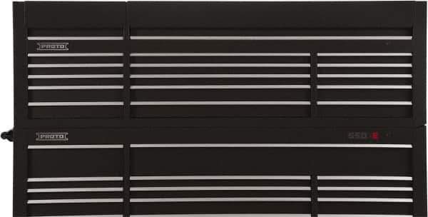 Proto - 15 Drawer Top Tool Chest - 88-1/4" Wide x 27" Deep x 27-1/4" High, Steel, Black - Apex Tool & Supply