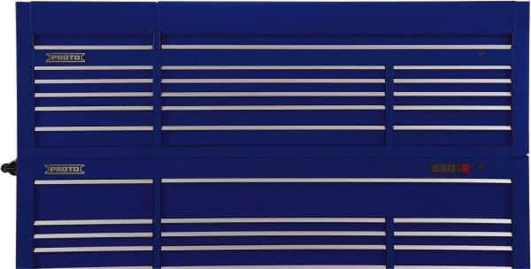 Proto - 15 Drawer Top Tool Chest - 88-1/4" Wide x 27" Deep x 27-1/4" High, Steel, Blue - Apex Tool & Supply