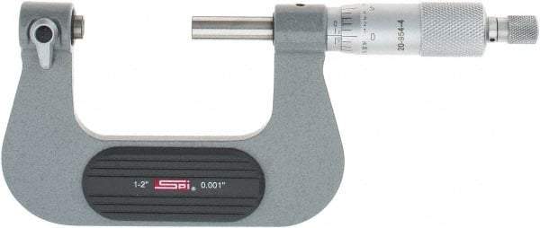SPI - 1 to 2" Range, Mechanical Screw Thread Micrometer - Ratchet Stop Thimble, 0.001" Graduation, +/-0.0002" Accuracy - Apex Tool & Supply