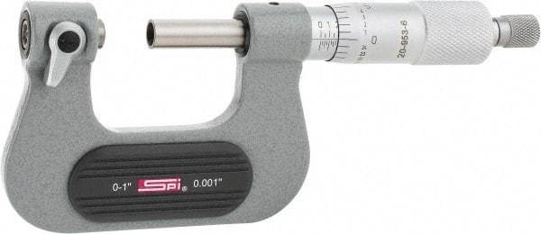 SPI - 0 to 1" Range, Mechanical Screw Thread Micrometer - Ratchet Stop Thimble, 0.001" Graduation, +/- 0.0002" Accuracy - Apex Tool & Supply