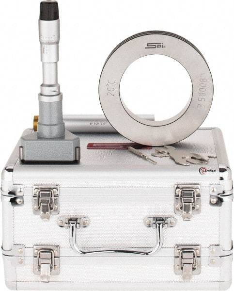 SPI - 3 to 3.5", 4.49" Gage Depth, Mechanical Inside Hole Micrometer - 0.0002" Graduation, 0.0002" Accuracy, Ratchet Stop Thimble - Apex Tool & Supply