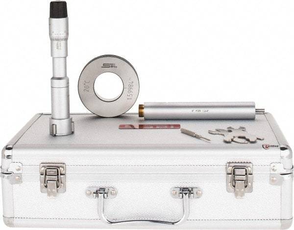SPI - 1.2 to 1.6", 3.82" Gage Depth, Mechanical Inside Hole Micrometer - 0.0002" Graduation, 0.00016" Accuracy, Ratchet Stop Thimble - Apex Tool & Supply