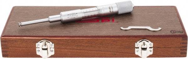 SPI - 1.6 to 26.5mm Inside Range, 0 to 25mm Outside Range, Mechanical Groove Micrometer - 0.01mm Graduation, 0.0100 Accuracy, 0.26" Measuring Disc Diam, 0.03" Disc Edge Thickness - Apex Tool & Supply