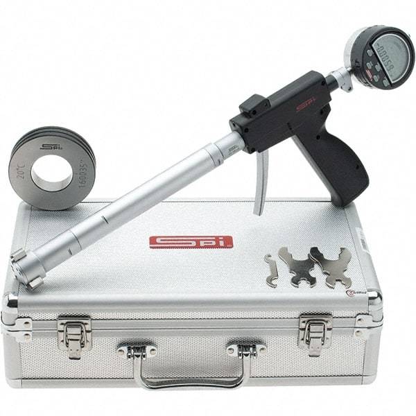 SPI - 1.2 to 1.6", 3.88" Deep, Pistol Grip Electronic Bore Gage - Up to 0.00016" Accuracy, 0.0001" Resolution, Includes Indicator - Apex Tool & Supply