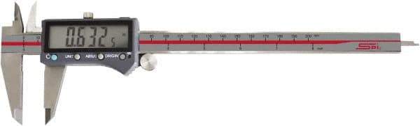 SPI - 0 to 8" Range 0.0005" Resolution, IP54 Electronic Caliper - Stainless Steel with 2" Stainless Steel Jaws, 0.001" Accuracy, Wireless Output - Apex Tool & Supply