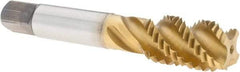 Kennametal - 3/4-10 4 Flute Modified Bottoming Spiral Flute Tap - Cobalt, TiCN/TiN Finish, 108mm OAL, Right Hand Flute, Right Hand Thread, H3 - Apex Tool & Supply