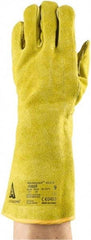Ansell - Size L Cotton Lined Leather Welding Glove - Yellow, Pair - Apex Tool & Supply