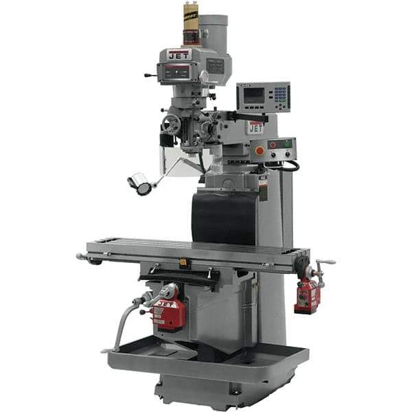 Jet - 54" Table Width x 12" Table Length, Electronic Variable Speed Control, 3 Phase Knee Milling Machine - R8 Spindle Taper, 5 hp - Apex Tool & Supply