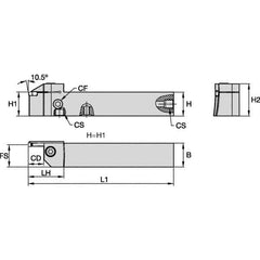 Kennametal - External Thread, 12mm Max Cut of Depth, 3mm Min Groove Width, 125mm OAL, Left Hand Indexable Grooving Cutoff Toolholder - 20mm Shank Height x 20mm Shank Width, EG0300M03P02 Insert Style, EVSB Toolholder Style, Series Beyond Evolution - Apex Tool & Supply