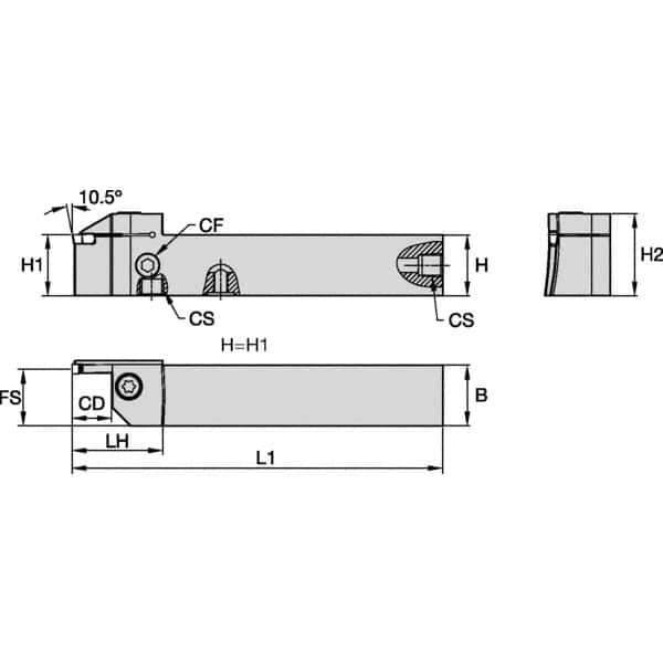 Kennametal - External Thread, 26mm Max Cut of Depth, 4mm Min Groove Width, 150mm OAL, Left Hand Indexable Grooving Cutoff Toolholder - 25mm Shank Height x 25mm Shank Width, EG0400M04P04 Insert Style, EVSB Toolholder Style, Series Beyond Evolution - Apex Tool & Supply