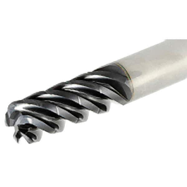 Iscar - 12mm Diam, Variable Pitch, 24mm LOC, 4 Flute Solid Carbide 2mm Corner Radius Roughing End Mill - TiAlN Finish, 83mm OAL, 12mm Shank Diam, Single End, 38° Helix - Apex Tool & Supply