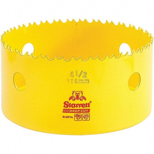 Starrett - 4-1/2" Diam, 2" Cutting Depth, Hole Saw - High Speed Steel Saw, Toothed Edge - Apex Tool & Supply