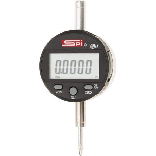 SPI - 0 to 1/2" Range, 0.0005" Graduation, Electronic Drop Indicator - Flat & Lug Back, Accurate to 0.0008", Inch & Metric System, Digital Display - Apex Tool & Supply